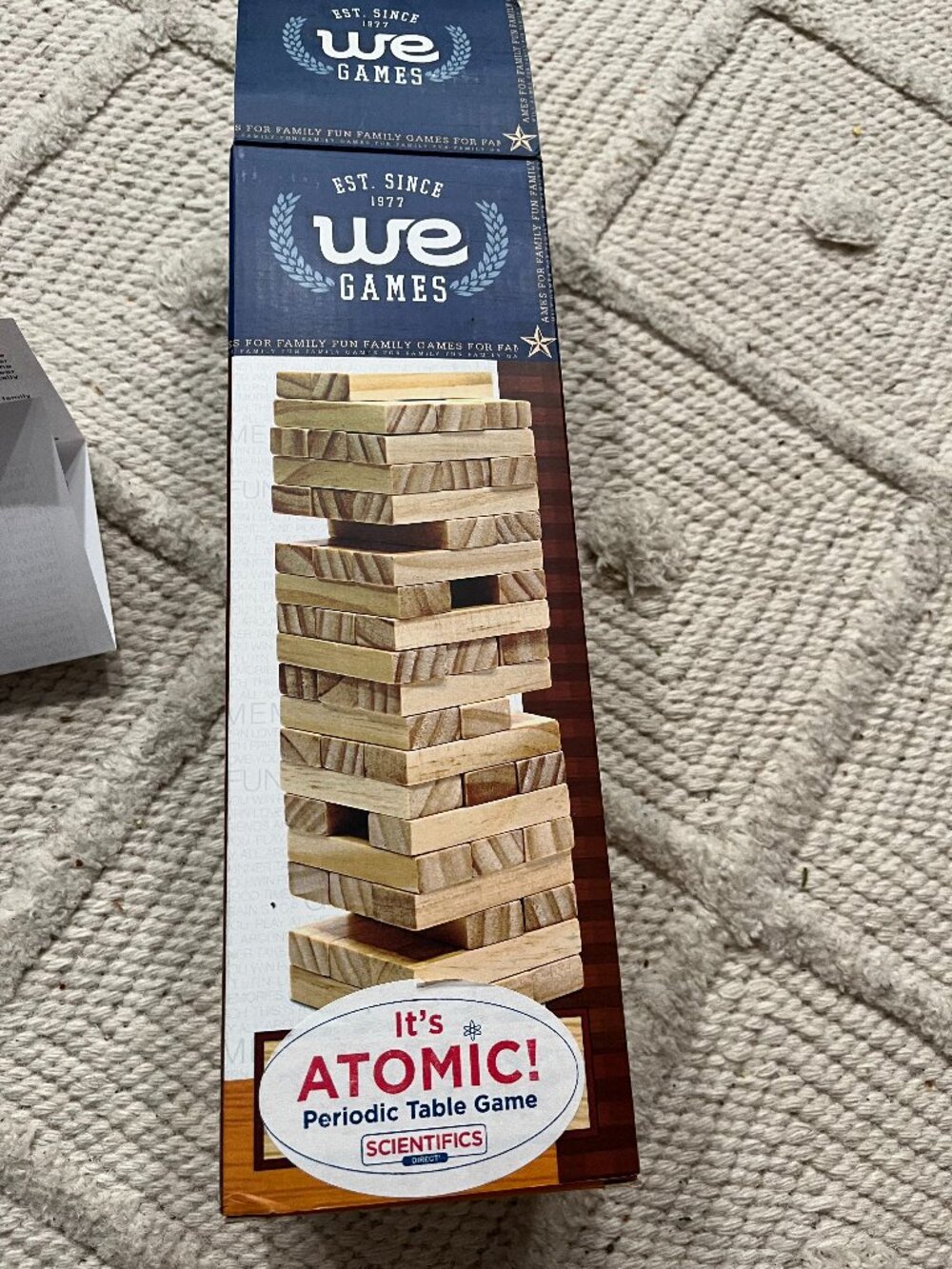 Vintage RARE WE Games Wooden Periodic Table Tumbling Tower Game
